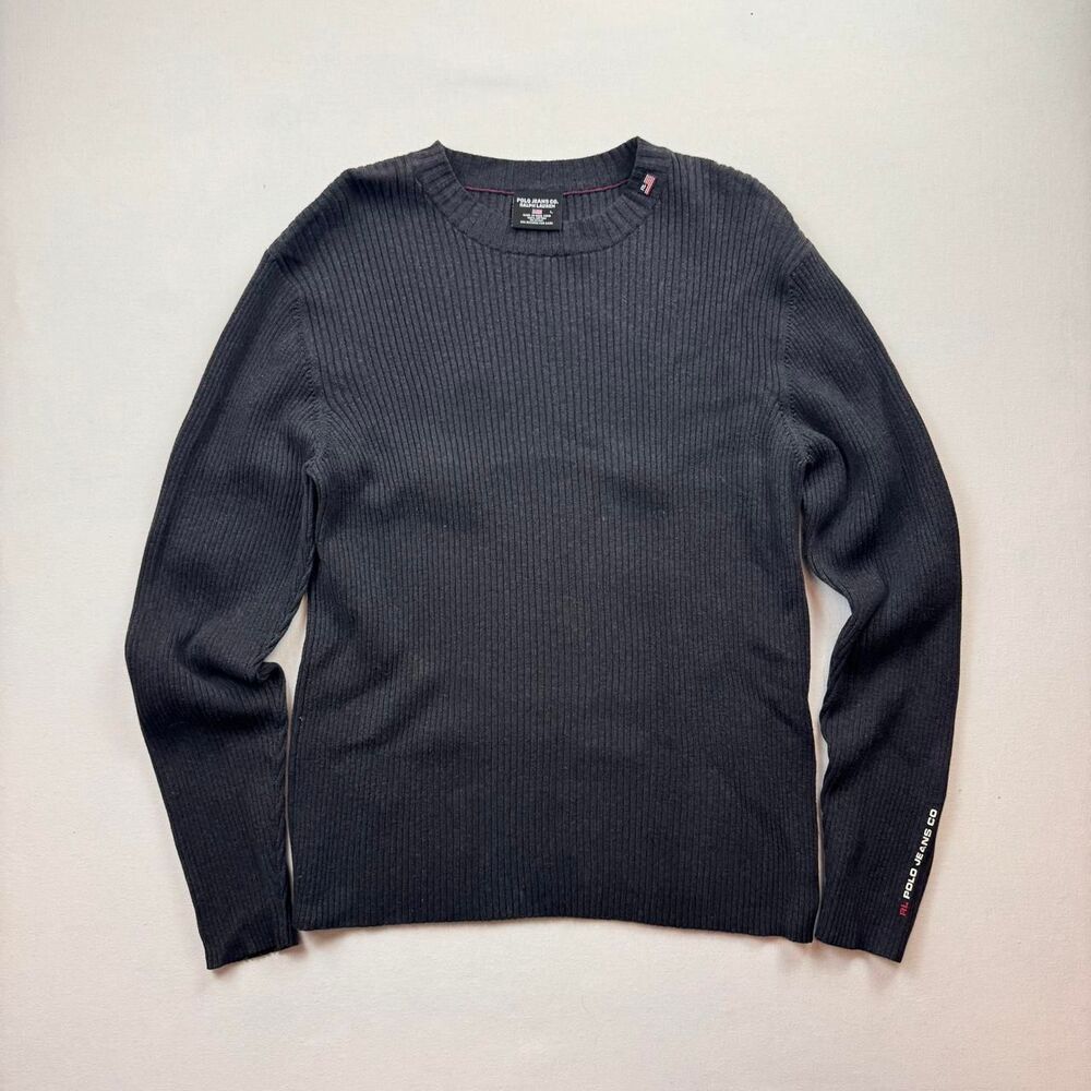 Vintage Black Polo Jeans Co. Ralph Lauren Ribbed Knit Sweater Size L